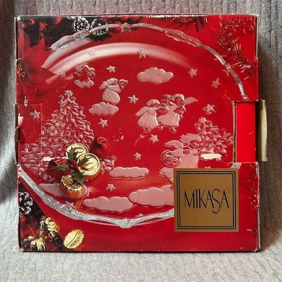 Mikasa Holiday Lights 13" Round Glass Serving Platter Christmas Theme - Picture 1 of 5